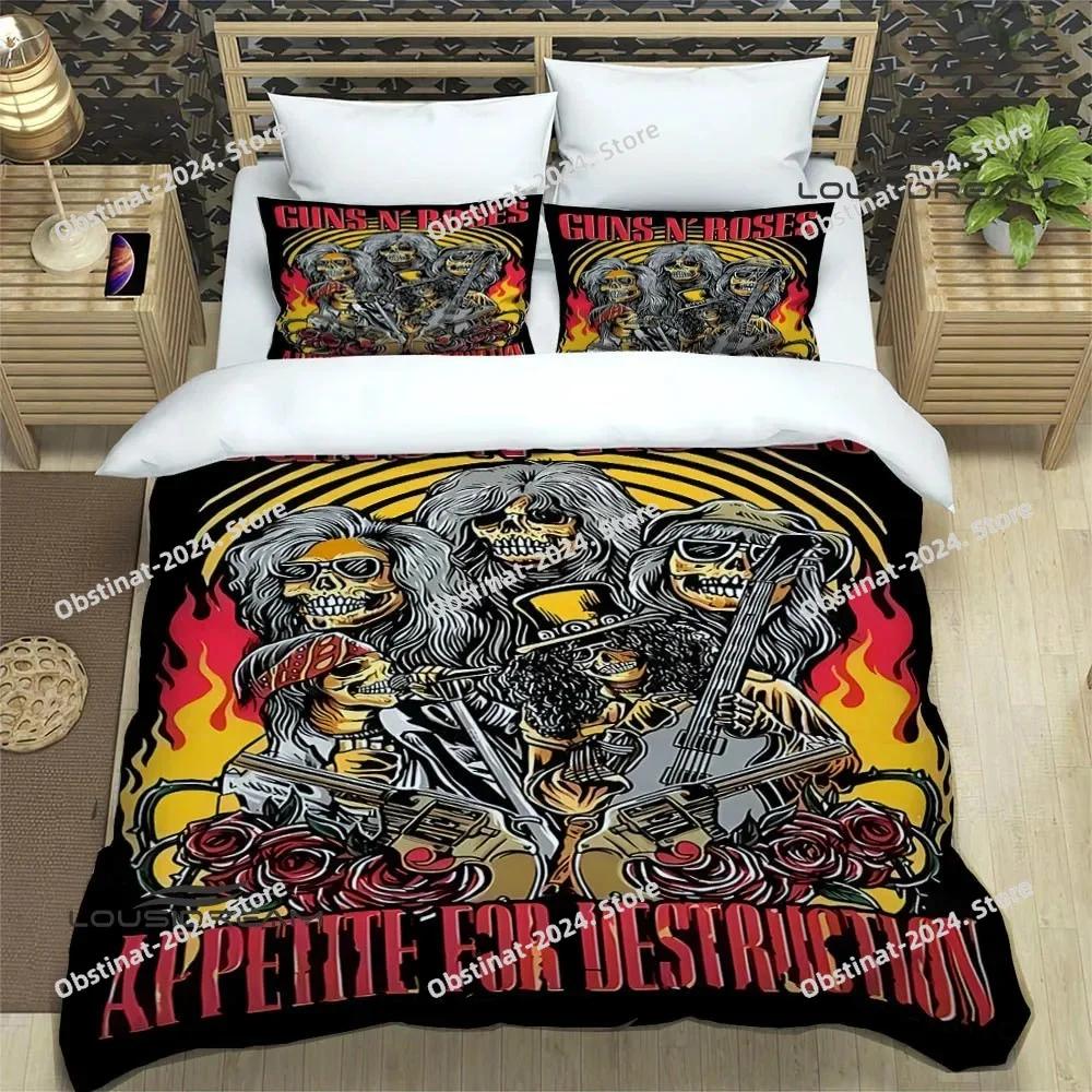 New Guns n'roses bplus retro Beding Set Printed Bed Linen Set With Pilowcase Bed Soft Duvet Cover Soft Single Double Quen Super King-Sized Dimensionsd