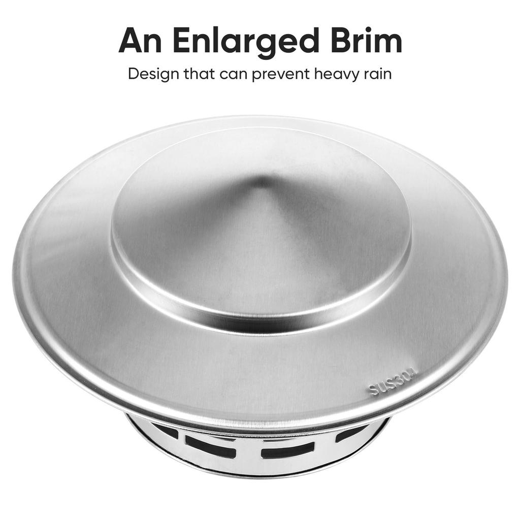 Stainless Steel Chimney Cap Umbrella Design Rainproof Birdproof for Chimney Pipe Stove Exhaust Flue Outdoor Use Durability