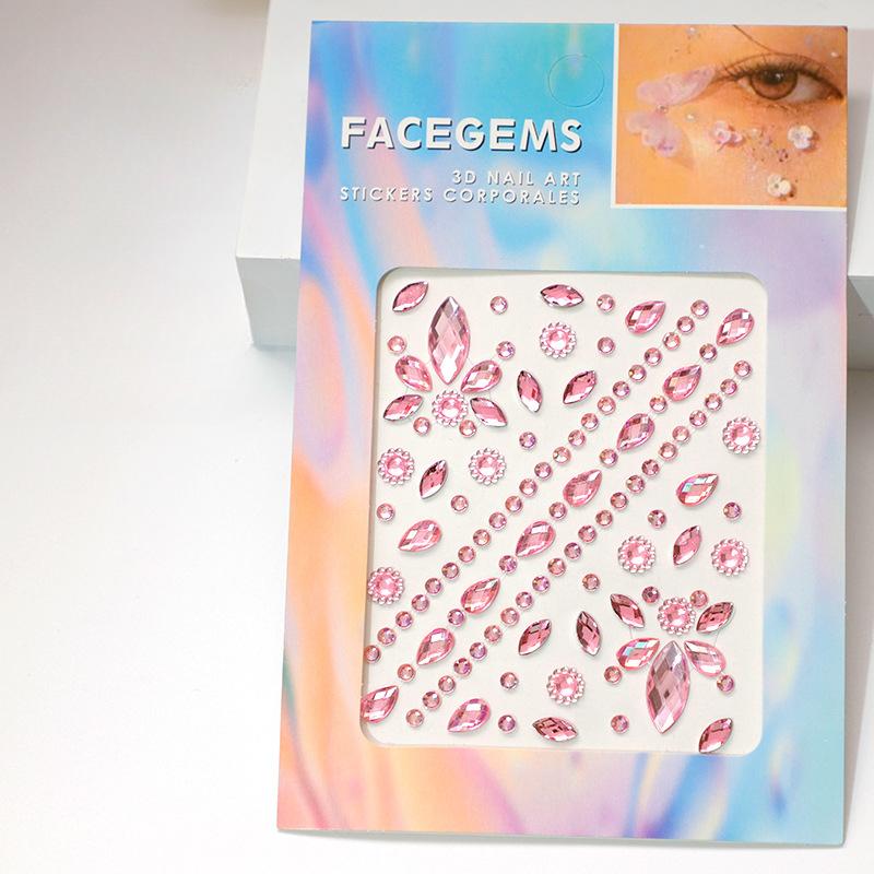 Diamond Eyebrow Tattoo Sticker Glitter Eyeliner Eyebrow Makeup Face Eyes Temporary Tattoo Rock Rhinestone 3D Eyeliner Stickers