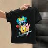 2026 SpongeBob Summer Tshirt for Children  100 Cotton ShortSleeved Boys Sport Shirt  Girls Casual Top with Cartoon Print