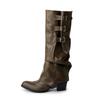 Spice Girl Pants Boots Colored Retro Pile Boots Rivet Pointed Tall Locomotive Boots Medium Heel Boots
