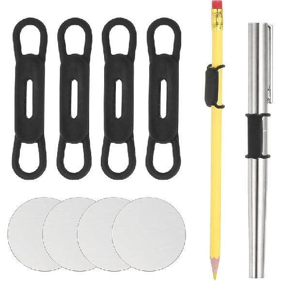 PATIKIL 4 Pcs Magnetic Pen Pencil Holder, Silicone Flexible Pencil Holder Adjustable Organizer Clip with 4 Metal Sheet for Refrigerator Whiteboards