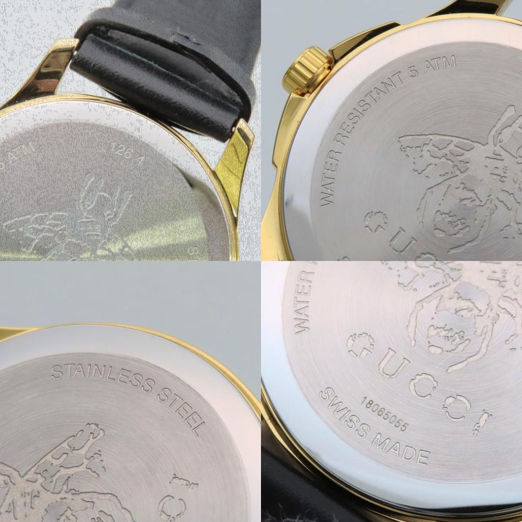 Used GUCCI Watches Bee 126.4 Stainless Steel/leather gold black