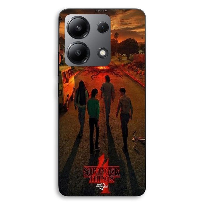 Coque de téléphone - MANIACASE - Xiaomi Redmi Note 13 4G - Silicone TPU - Noir - Stranger Things Saison 4