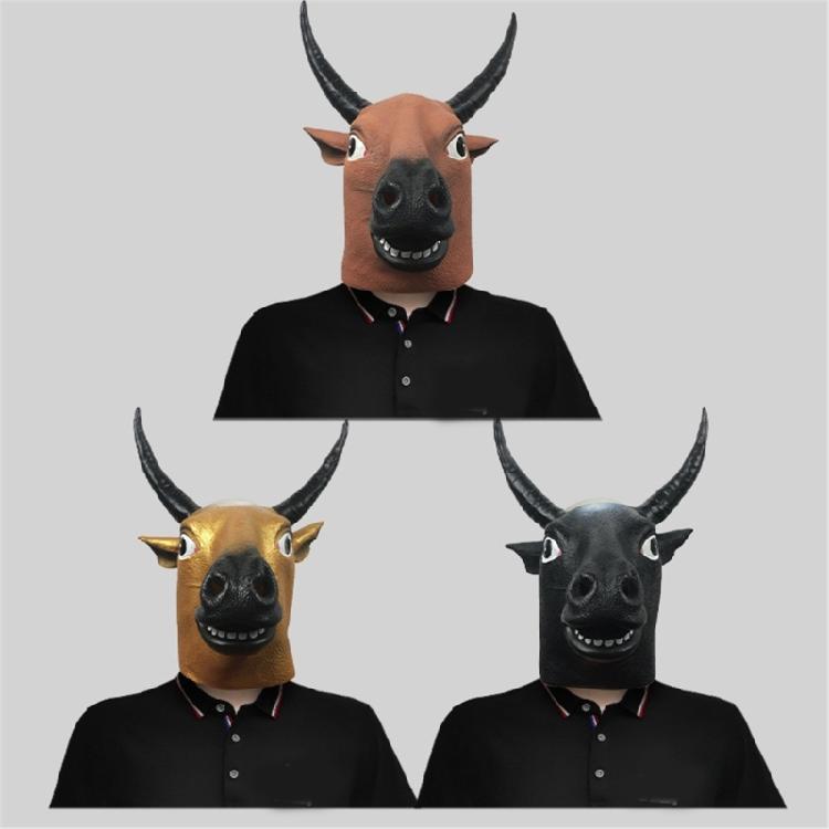 Halloween Ox Mask Animal Cosplay Mask Full Head Latex Mask For Women Man Cosplay Parties, Masquerade Animal Mask