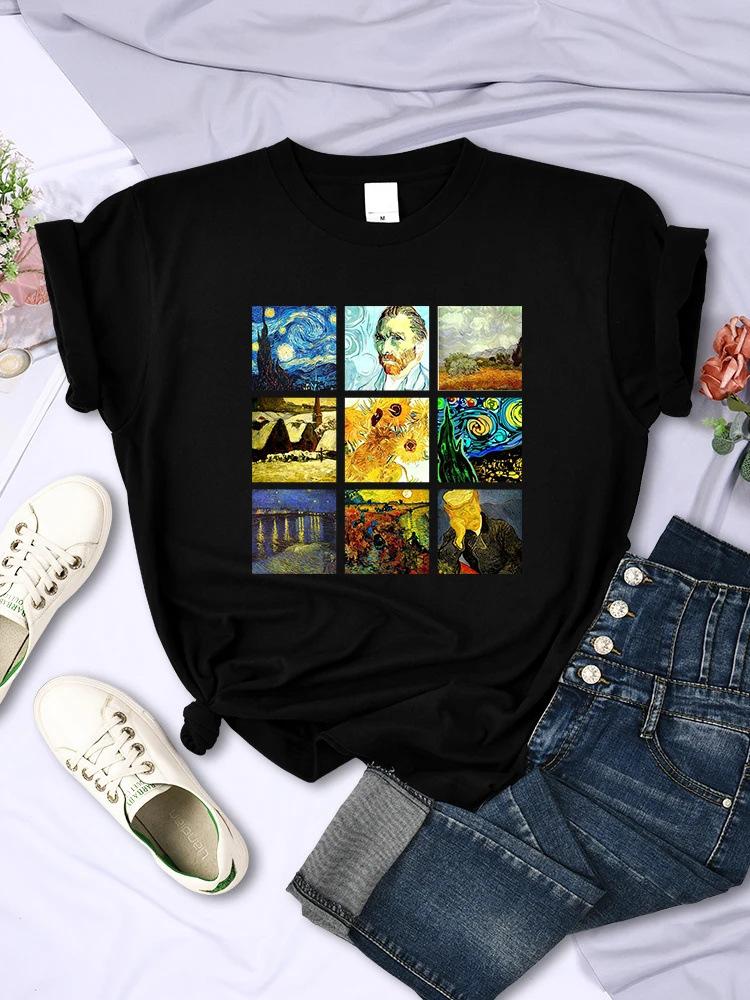 

New European and American printed women s top breathable casual T-shirt fashionable summer short-sleeved women s round neck street T-shirt S