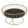 Round Fruit Basket Large Capacity Hollow Metal Fruit Bowl Stand for Dessert Snacks Bread L Black