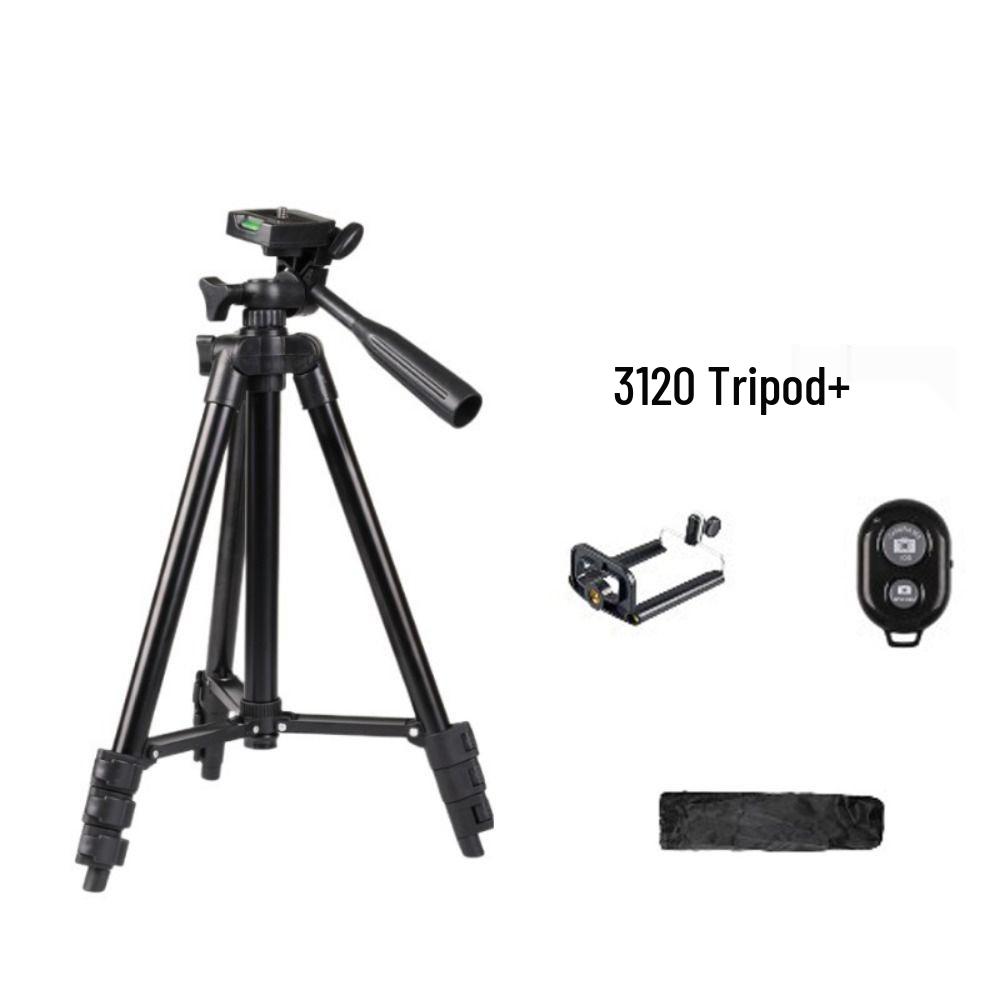 Tragbarer Aluminiumlegierungs-Stativständer für DSLR, Projektor & Mobiltelefon mit einziehbarem Handyhalter für Live-Streaming