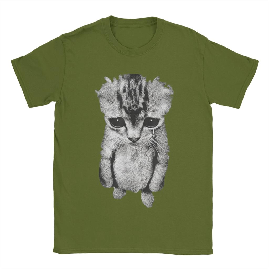 El Gato Munchkin Kitten Funny Sad Crying Cat Meme Cat Lovers T Shirt T Shirts Men 100 Cotton Plus Size Tees Short Sleeve Tops