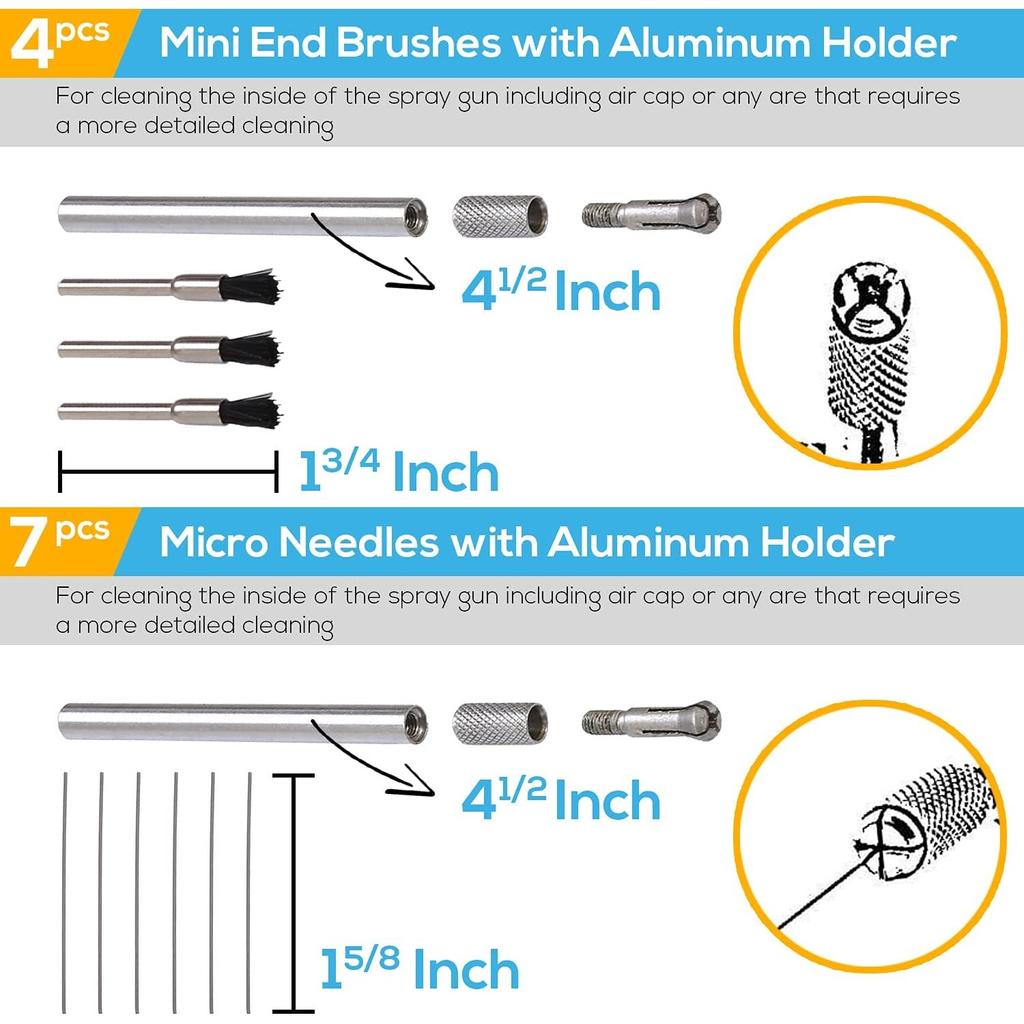 23 Pieces Professional Paint Spray Gun Cleaning Set with Case for HVLP Paint Guns, + 5 X Plug-In Filters (601S) Compressed Air Tools and Airbrush