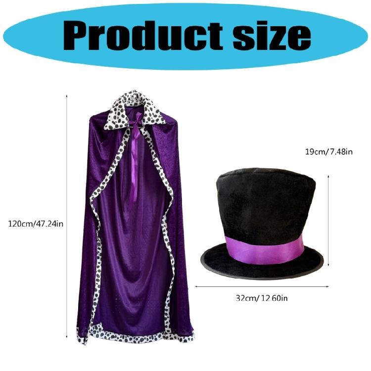 Themed King Queen Cape Costume Halloween Party Cloak Lightweight Polyester Design Theater Performances Hat