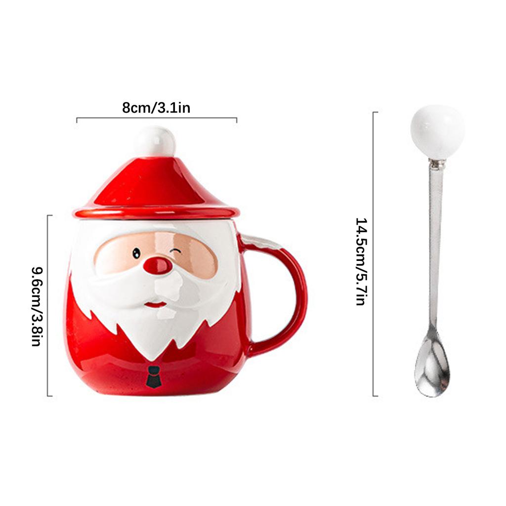 Xmas Coffee Cup Red 450ML Versatile Cute Ceramic Mug for Home Travel Holiday Gift