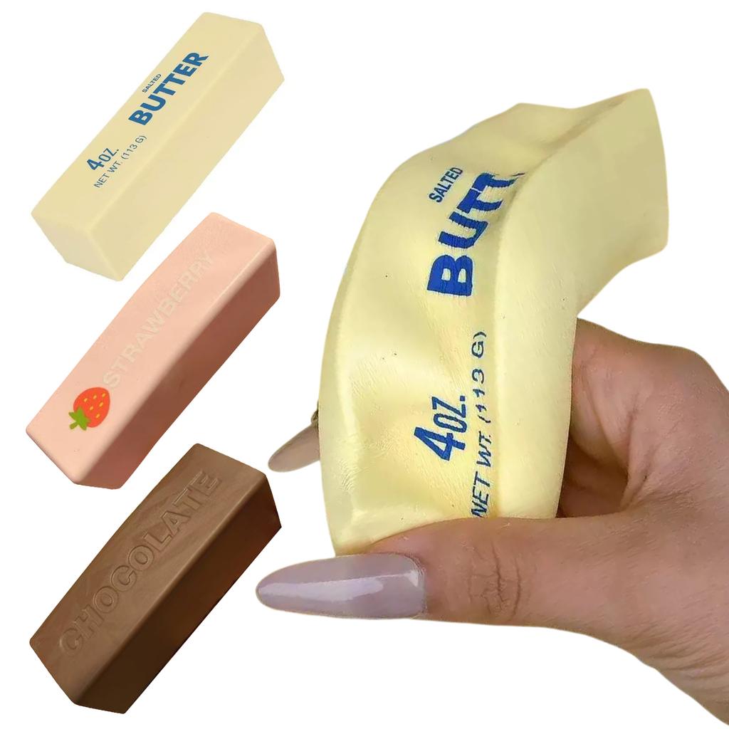 Soft Slow Rebound Butter Stick Squeezing Toy Realistic Butter Stick Stress-Relief Decompression Fidget Toy Desktop Ornament Gift