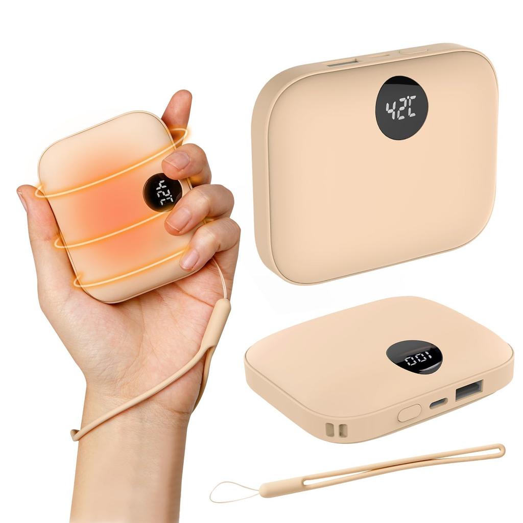 Coolean USB Wiederaufladbarer Taschenwärmer mit Mobile Warm POMI Heizung in 1 bis zu 8 Stunden kontinuierlicher Temperatur LED Digital Kaltwetterfunktion,