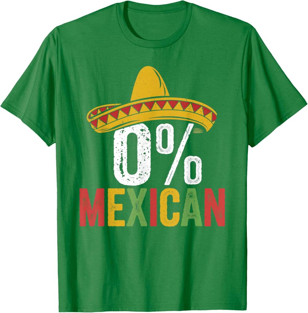 0 Percent Mexican Funny Sombrero Cinco De Mayo Graphic Print Cotton T-Shirt Men Casual