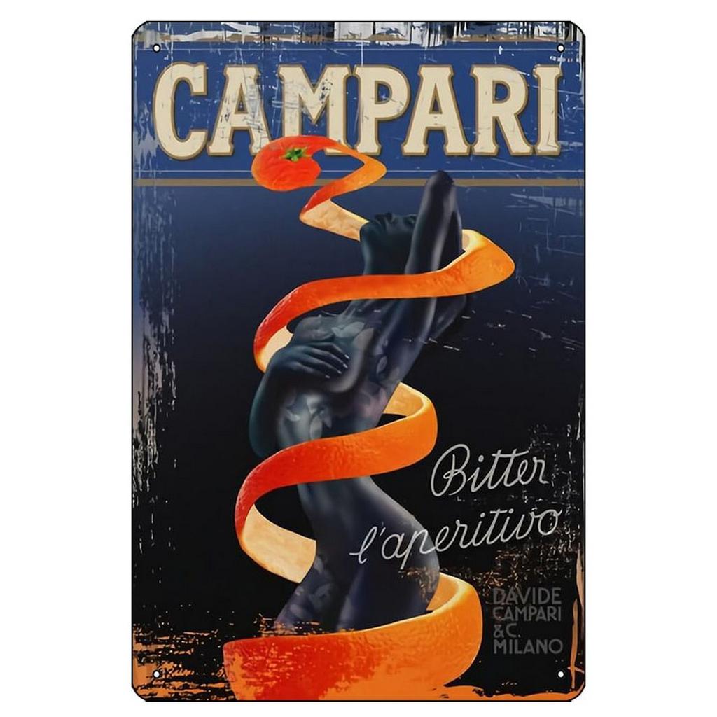 Campari Metal Tin Signs Martini Wall Decoration Plaque Vintage Art Poster Iron Painting for Man Cave Home Cafe Garden Club Ba