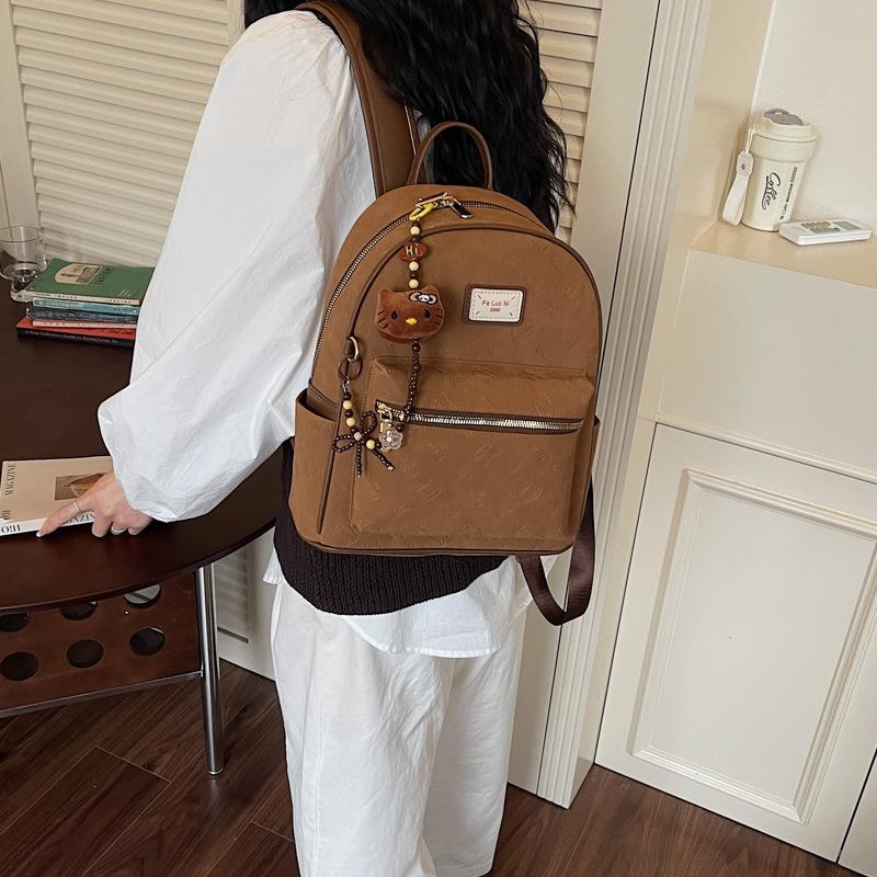 Schoolbag Retro Backpack Women's 1011 New Temperament Commuting Versatile Leisure Travel Niche Embossed Design Sense Backpack Tide