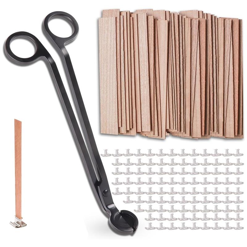 M-Modern-100 шт. Деревянные фитили для свечей Деревянные фитили для свечей Бездымные Натуральные Деревянные Фитили 5,1 x 0,5 дюйма С Обрезчиком Фитилей Для Свечей