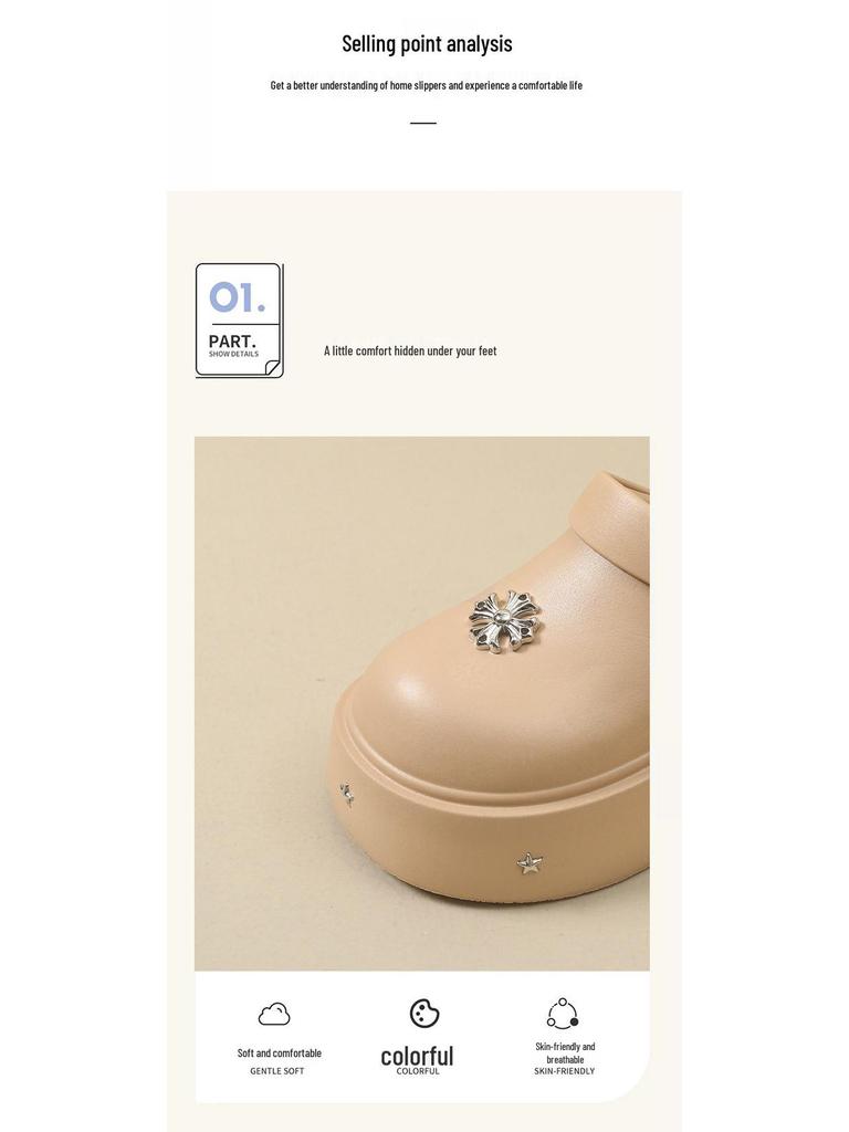 2025 Women's Rivet Peep-Toe Thick-Soled Height-Increasing Non-Slip Mango Toe Half Slippers for Spring/Summer