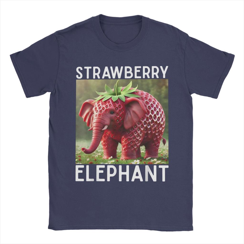 Strawberry Elephant Italian Brainrot Meme T Shirt Men's 100% Cotton Novelty T-Shirt Crew Neck  Tee Shirt Short Sleeve Tops