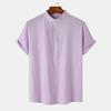 Summer Men's Stand-Up Collar Casual Short Sleeve Shirt Beach T-Shirt Men's Clothing