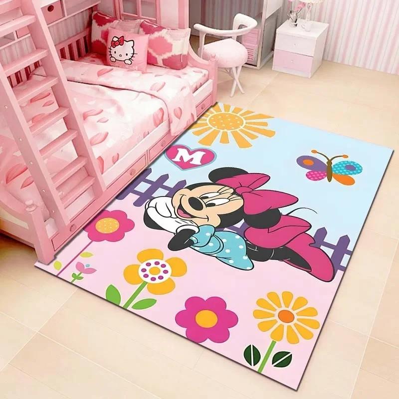 Cute Cartoon Carpet Minnie Mouse Printed Rug for Home Living Room Bedroom Kids Room Decor Non-slip Floor Mat Next Day Shipping