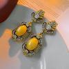 Elegant Knot Diamond Embedded Enamel Flower Earrings Vintage Court Style Women's Fashion Jewelry Personality Trend