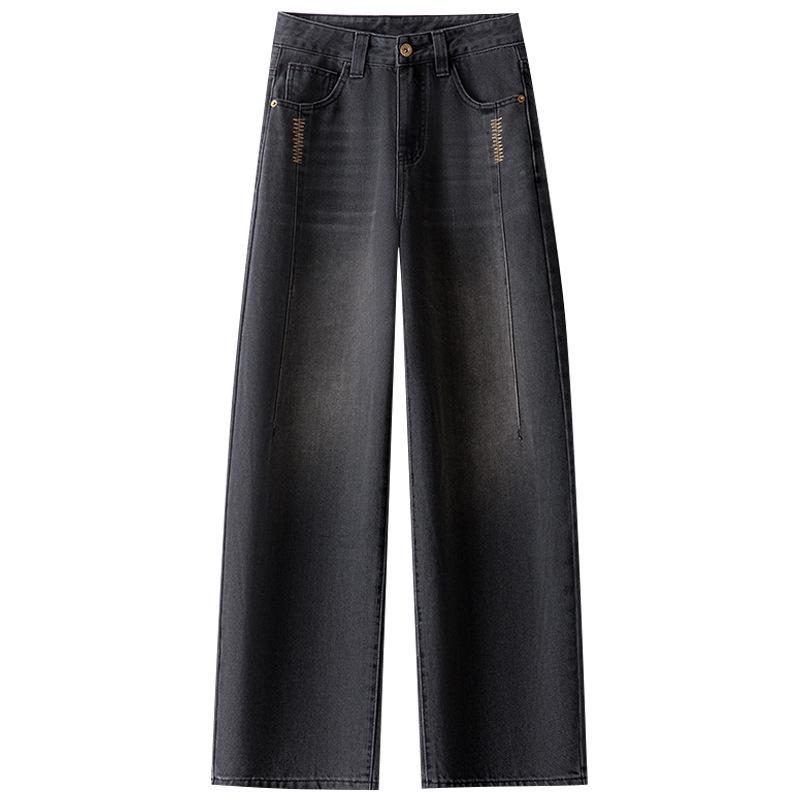 Plus Velvet High-Waisted Wide-Leg Scythe Jeans - Women's 2026 Spring Slimming Loose Banana Pants