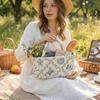 Hand-held French Vine Handbag Printed Floral Organizers Basket Laundry Storage Basket  Home Office
