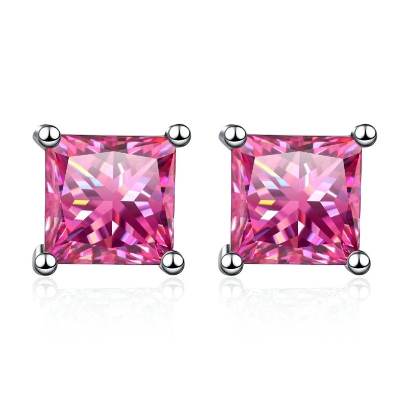 Cercei tip Moissanite cu design clasic de 1 carat pentru femeie Cercei cu formă pătrată din argint 925 pentru aniversare