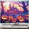 Halloween Decorative Tapestry Pumpkin Lantern Wall Hanging Full Moon Gothic Castle Ghost Bat Tapestry Home Room Decoration