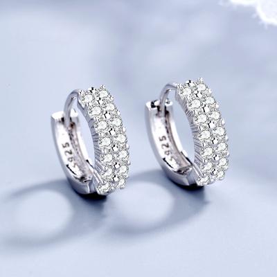 Versilberte Ohrringe S925 Silber Ohrringe versilbert zweireihig Diamant Zirkon Ohrringe Ohrringe Ohrringe Damen süßer Schmuck