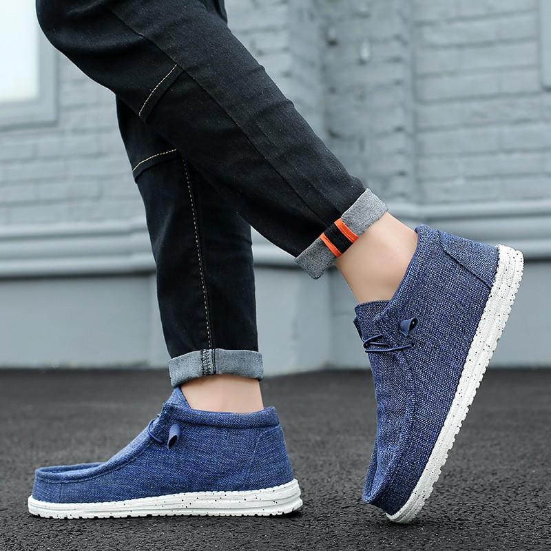 Herren Damen Slip-On Canvas Loafer High-Top Freizeitschuhe Atmungsaktiv Leicht Herbst Winter