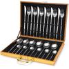 24Pcs Stainless Steel Tableware Set Steak Knife Fork Spoon Tableware Hotel Restaurant Tableware Gift Box Set Gift Tableware