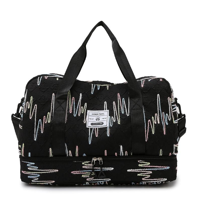 

Quilted Duffel Bag with Pattern Print and Dual Carry Handles Ideal for Gym and Travel Use чорний