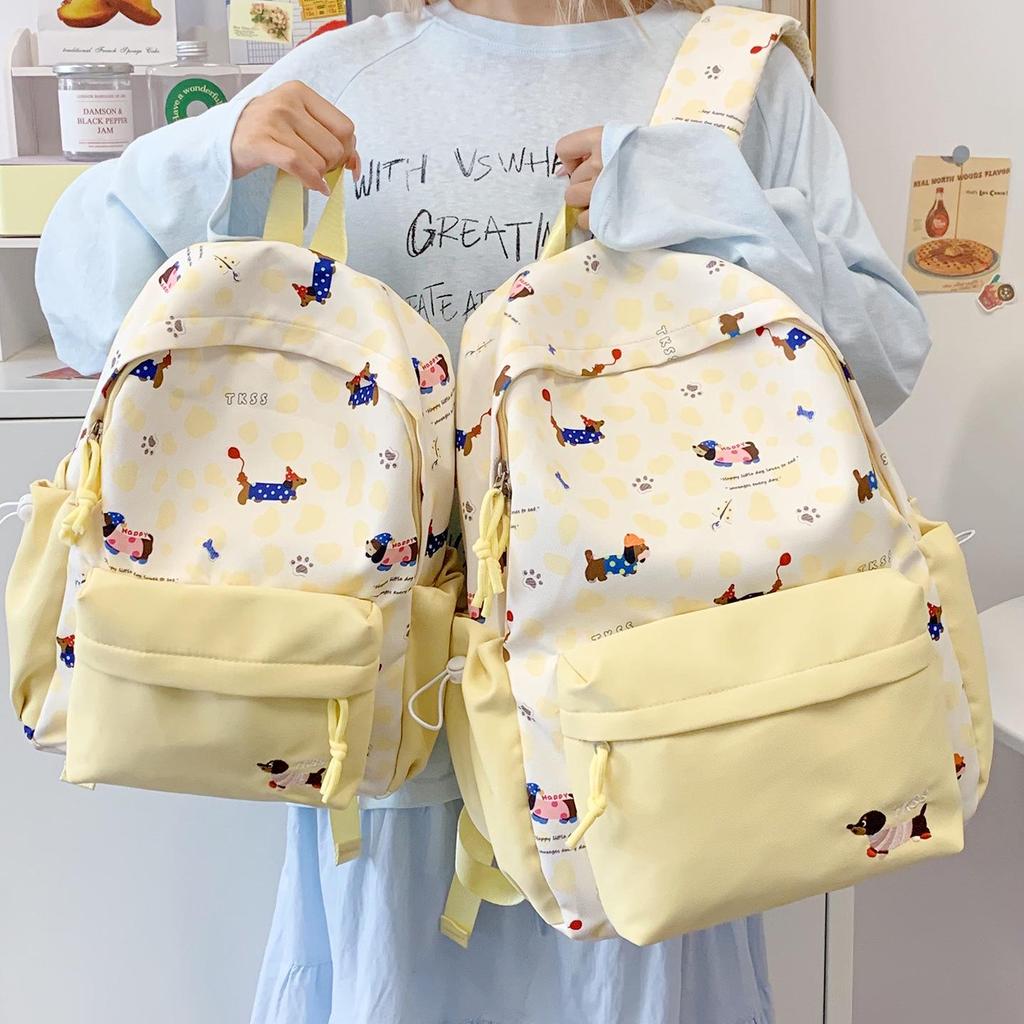 Trendiger Damen-Rucksack mit großer Kapazität und Farbblock für Campus & Reisen