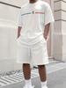 Men's Letter Print Crew Neck Short Sleeve Stylish Streetwear Men's Fashion Set Summer Casual Outdoor Vacation Two-Piece Set