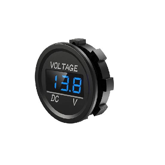 Car Voltmeter Digital LED Display Mini Round Voltage Battery Volt Tester Gauge Meter for Motorcycle Boat Marine Truck ATV UTV