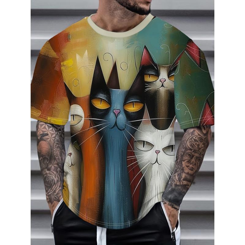 

Summer 2025 Short Sleeved Round Neck Comfortable Casual Fashion Trend Simple and Popular 6XL