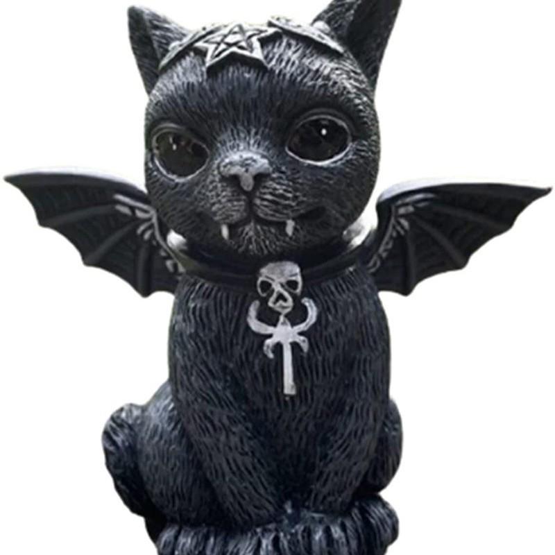 Halloween Magic Cat Resin Ornament Decoration Cute Set Ornament Magic Cat Croissant Wings Hat