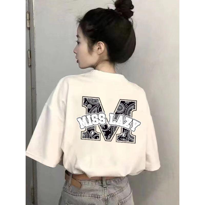 

Летняя детская взрослая модная футболка с принтом, с коротким рукавом, повседневная, с круглым вырезом, оверсайз, женский топ, одежда для девочек XS