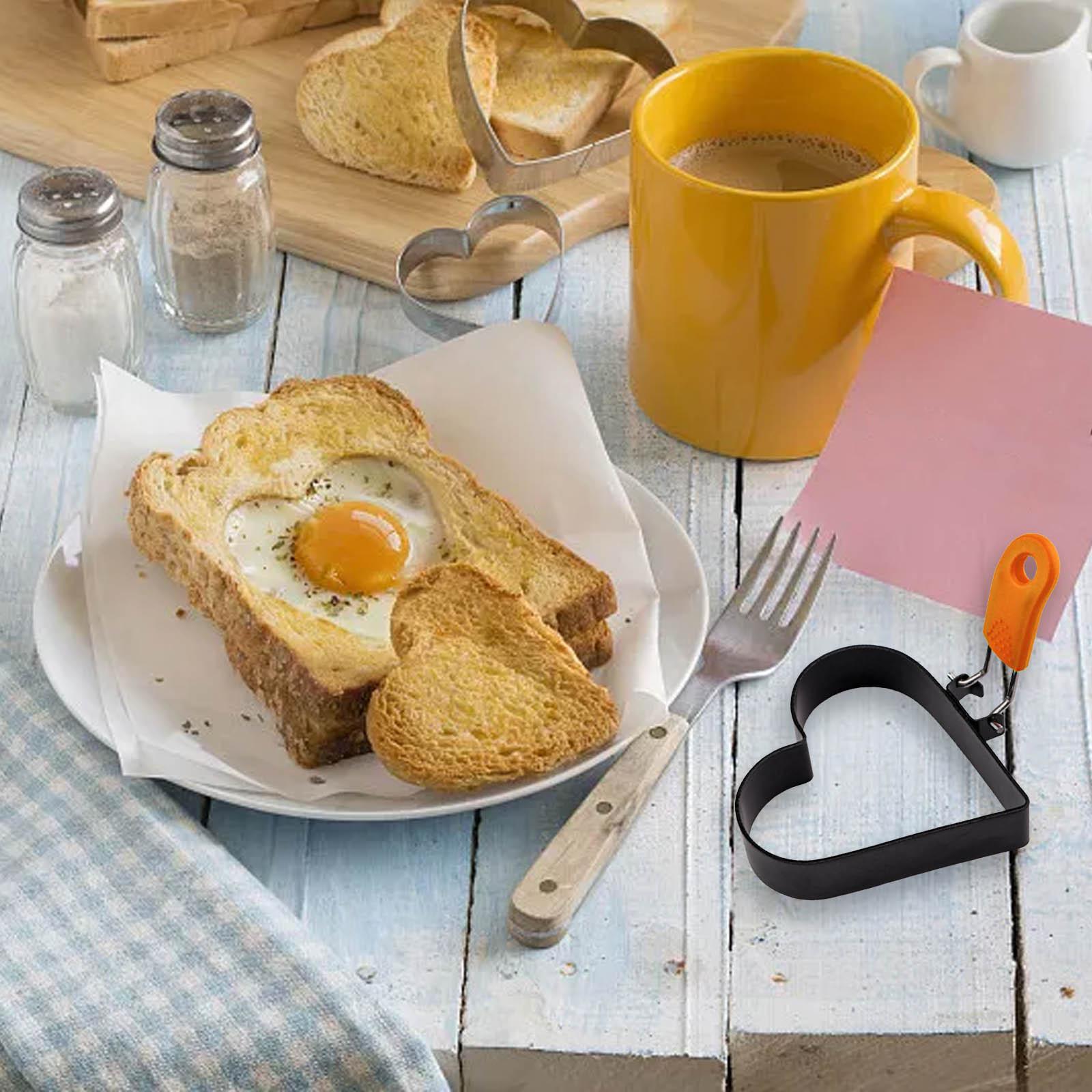 

Stainless Steel Eggs Rings Mold with Handle Heartshape Non-Stick Pancake Omelette Mold for Griddle Egg Shaper Home Kitchen Items оранжевый
