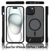 Matte Black Case with Stand Holder For For Iphone 16E 16 E 1 Pro Max 14 Plus 13 12  Mag Safe 16Pro Phone Cover Accessories