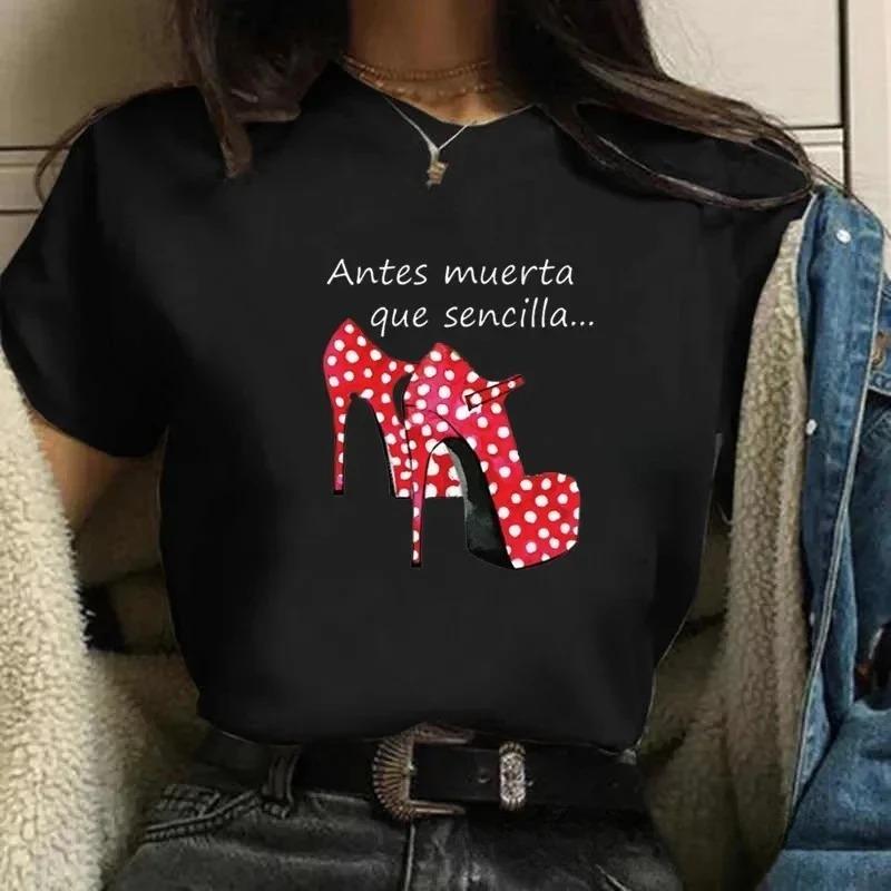 

Print Pattern Women s T-shirt Confident Girl Abstract Cute Casual Summer Short-Sleeve Tops Crew Neck Women s Workwear T-shirt S