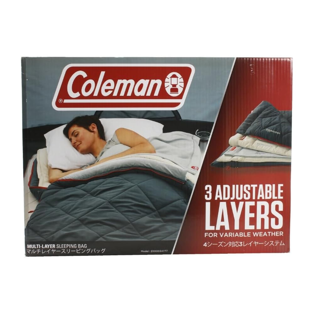 Coleman Multi-Layer Sleeping Bag - All-Season Envelope Type Sleeping Bag for Camping, Outdoors, Machine Washable, Emergency Preparedness, Spring, Summ