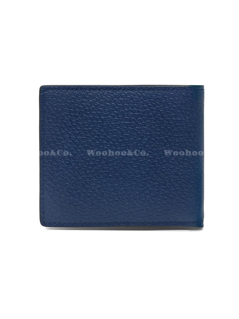 Gucci Gg Marmont Series Simple Pure Color Double G Logo Double-Fold Leather Wallet Regular Men'S Royal Blue