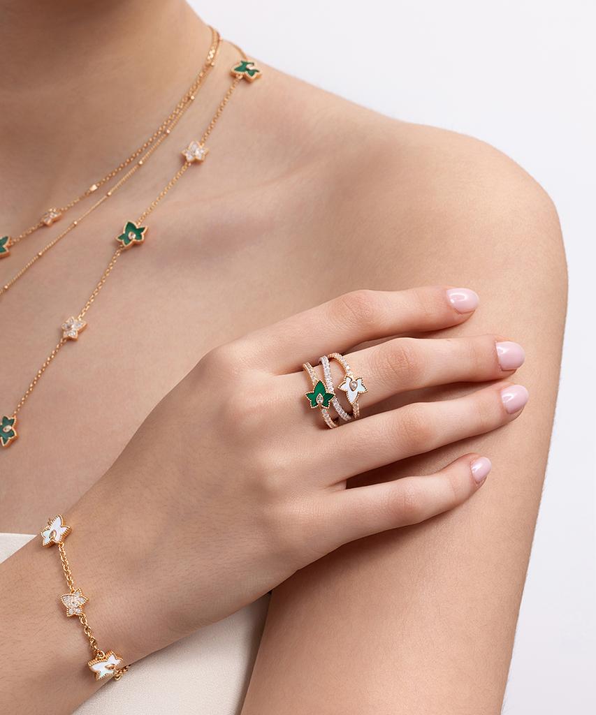 Lola Rose Ivy Mother-Of-Pearl Zirconia Natural Stone Fashion Ring