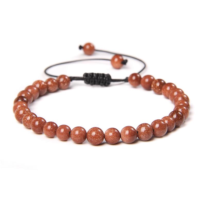 Natural Stone 6mm Beads Bracelet Adjustable Rope String Braided Bracelets For Women Men Amethysts Red Agates Lava Beaded Bangles