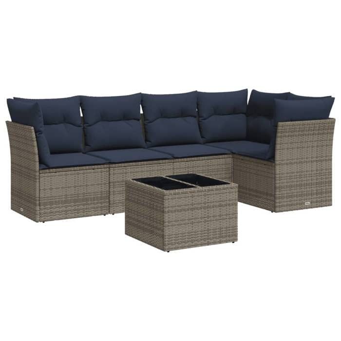 VidaXL Garden Lounge Set with Cushions 6 Pcs, Sofas with Adjustable Feet, Outdoor Furniture Set Patio Terrace 3217611