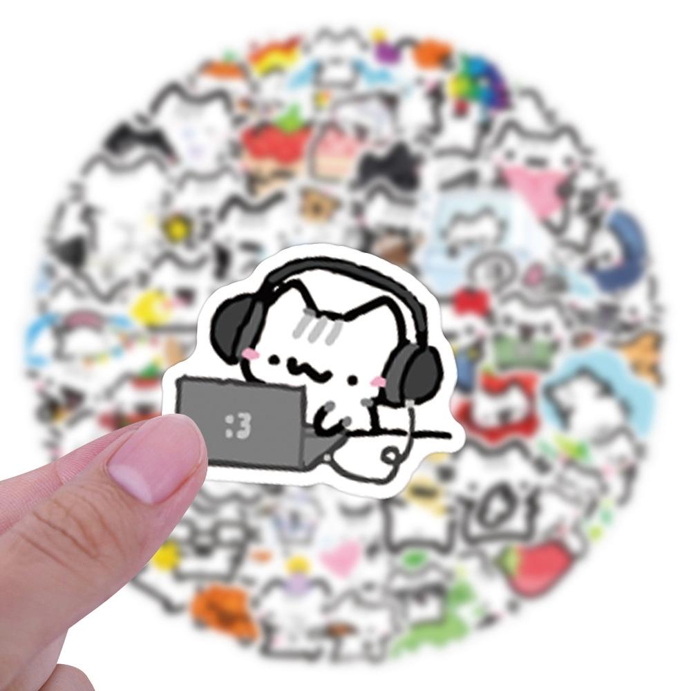 10/30/90pcs Kawaii Basil Cat Cartoon Stickers Cute Anime Kitten Graffiti Decals Laptop Suitcase Guitar Phone Sticker